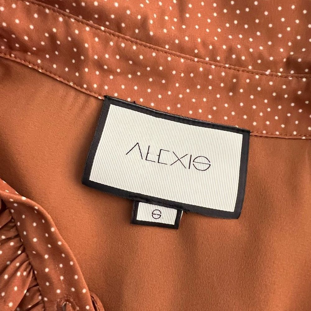 Alexis rozalyn tan spotted long sleeve lace up mini dress size small - Picture 10 of 12